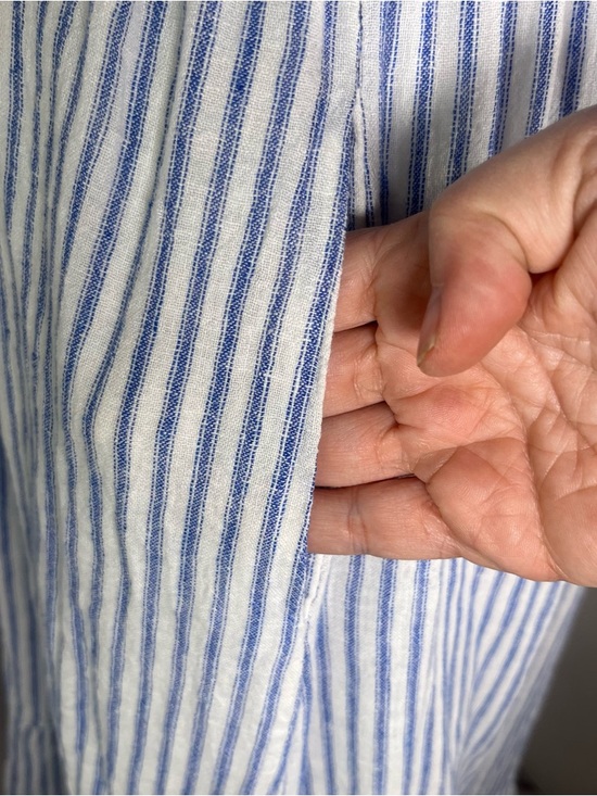 Rails Ashlyn Fremont Stripe Cap Sleeve Tiered Midi Dress Blue/White Size Med - Picture 8 of 11